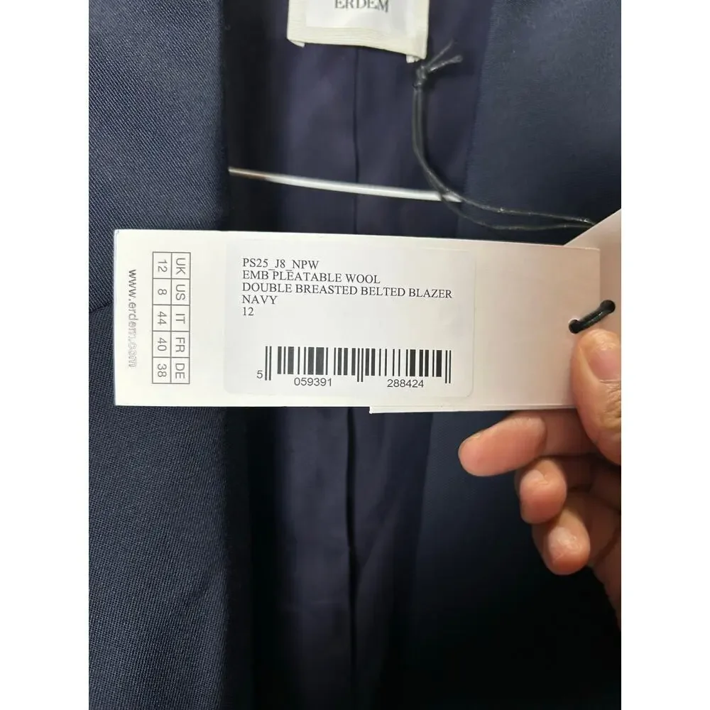 ERDEM Flower Double-Breasted Belted Wool Blazer - Picture 10 of 10